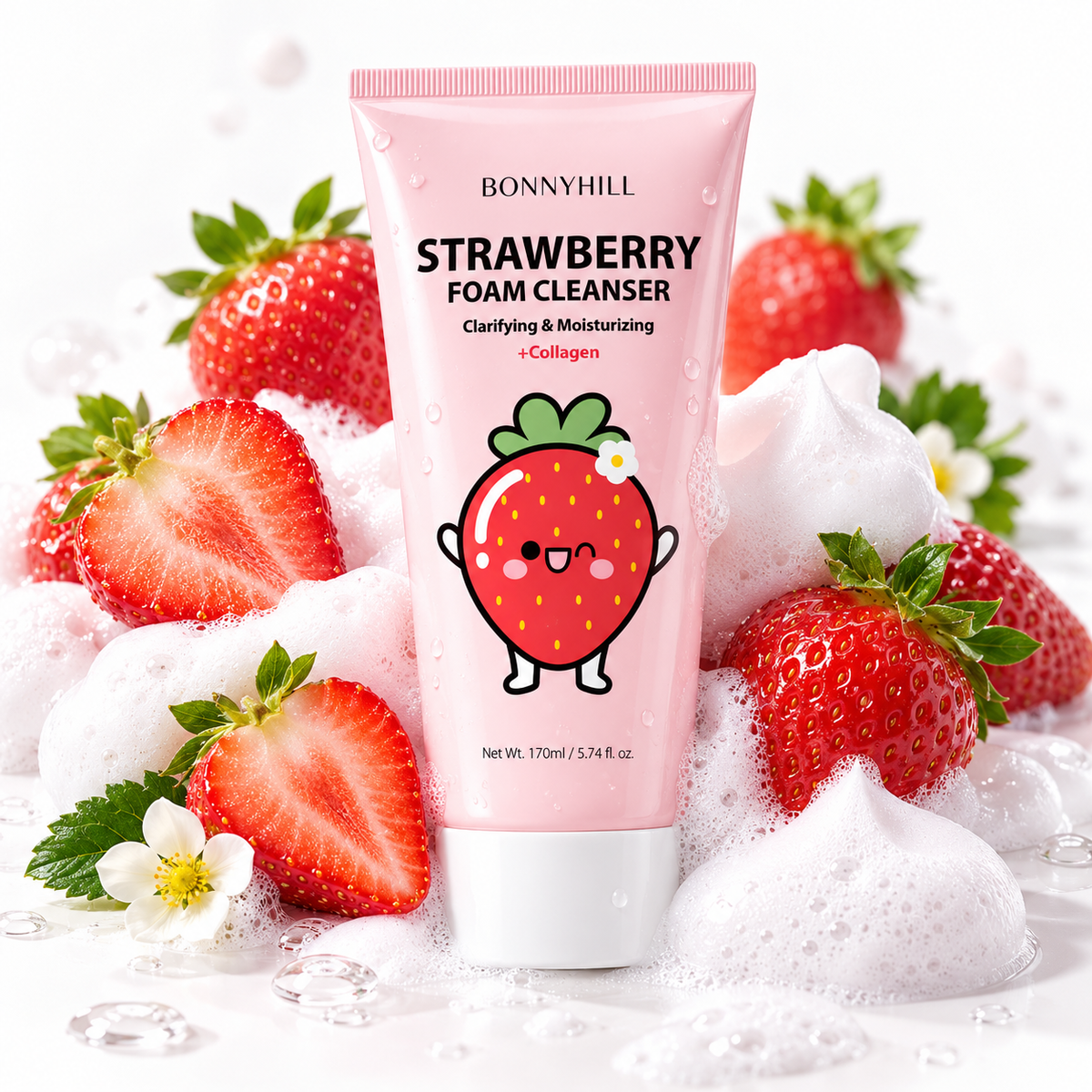 BONNYHILL Strawberry Foam Cleanser (5.74 Fl.Oz/ 170ml)
