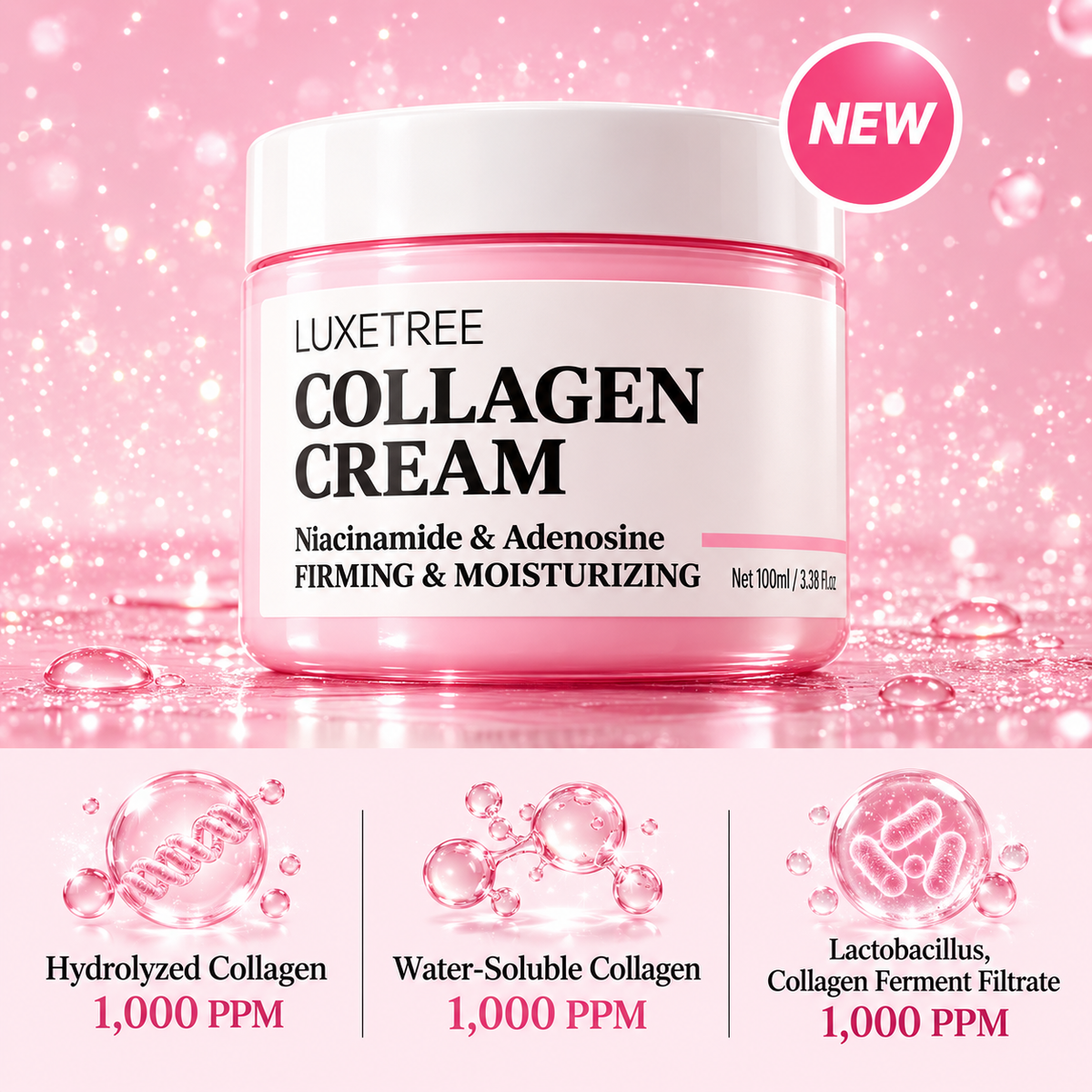 LUXETREE Collagen Moisturizing Cream (3.38 Fl.Oz/ 100ml)