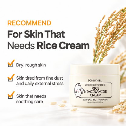 BONNYHILL Ultra Moisturizing Rice Niacinamide Cream (3.38 Fl.Oz/ 100ml)