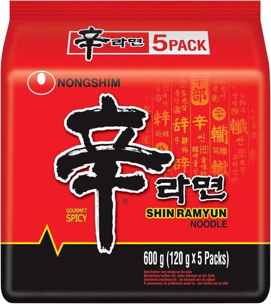 Nongshim Shin Ramyun Korean Style Spicy Noodle (pack of 5)
