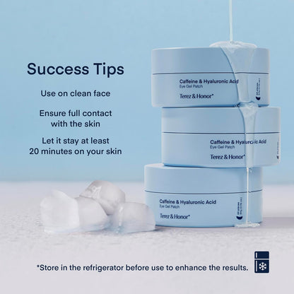 Terez & Honor Under Eye Patches for Dark Circles - 60 Korean Hydrogel Masks for Puffiness, Bags, Wrinkle with Caffeine, Hyaluronic Acid, Niacinamide - Undereye Hydrating & Cooling, Vegan, No Fragrance